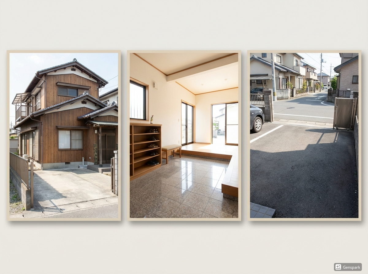 第21回_空き家をテナントで活かす前に見る3つ_外観_玄関土間_駐車場_写真コラージュ