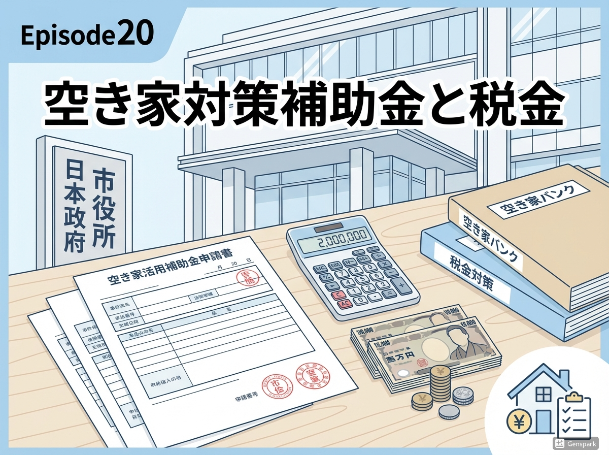 第20回_空き家_補助金と税金_書類_お金_役所_イラスト