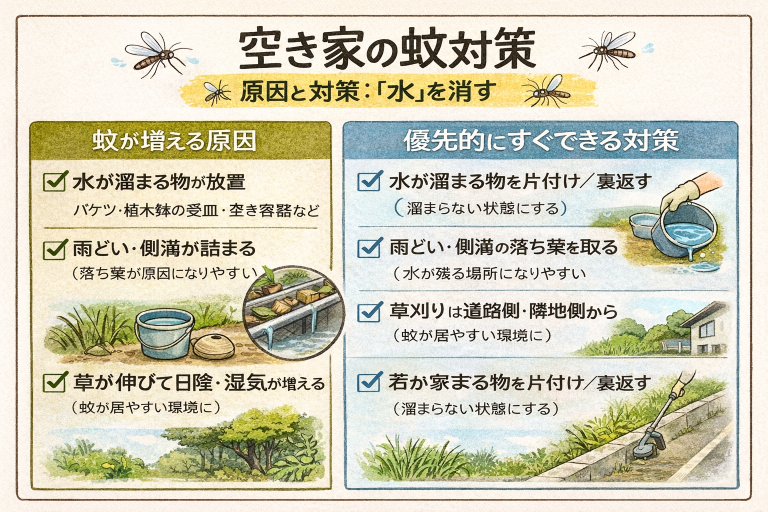 空き家の蚊対策の表